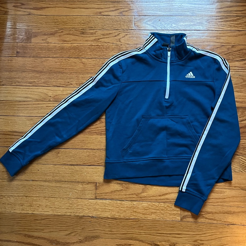 Adidas XS cropped blue sweater